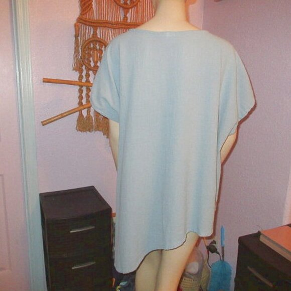 Oh My Gauze Tunic Top Size XXL 3 Short Sleeves Asymmetrical Coastal Beachy Boho - Picture 6 of 10